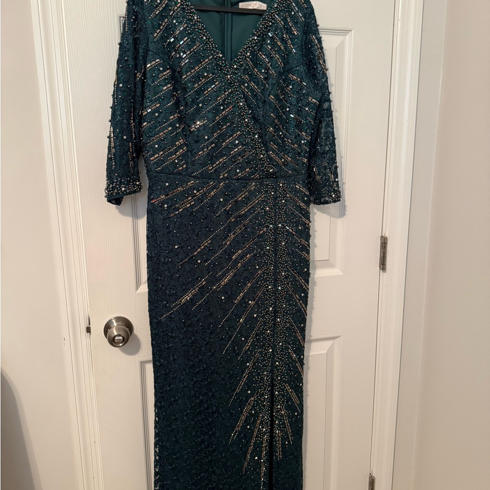 Elegant Teal Lace Gown